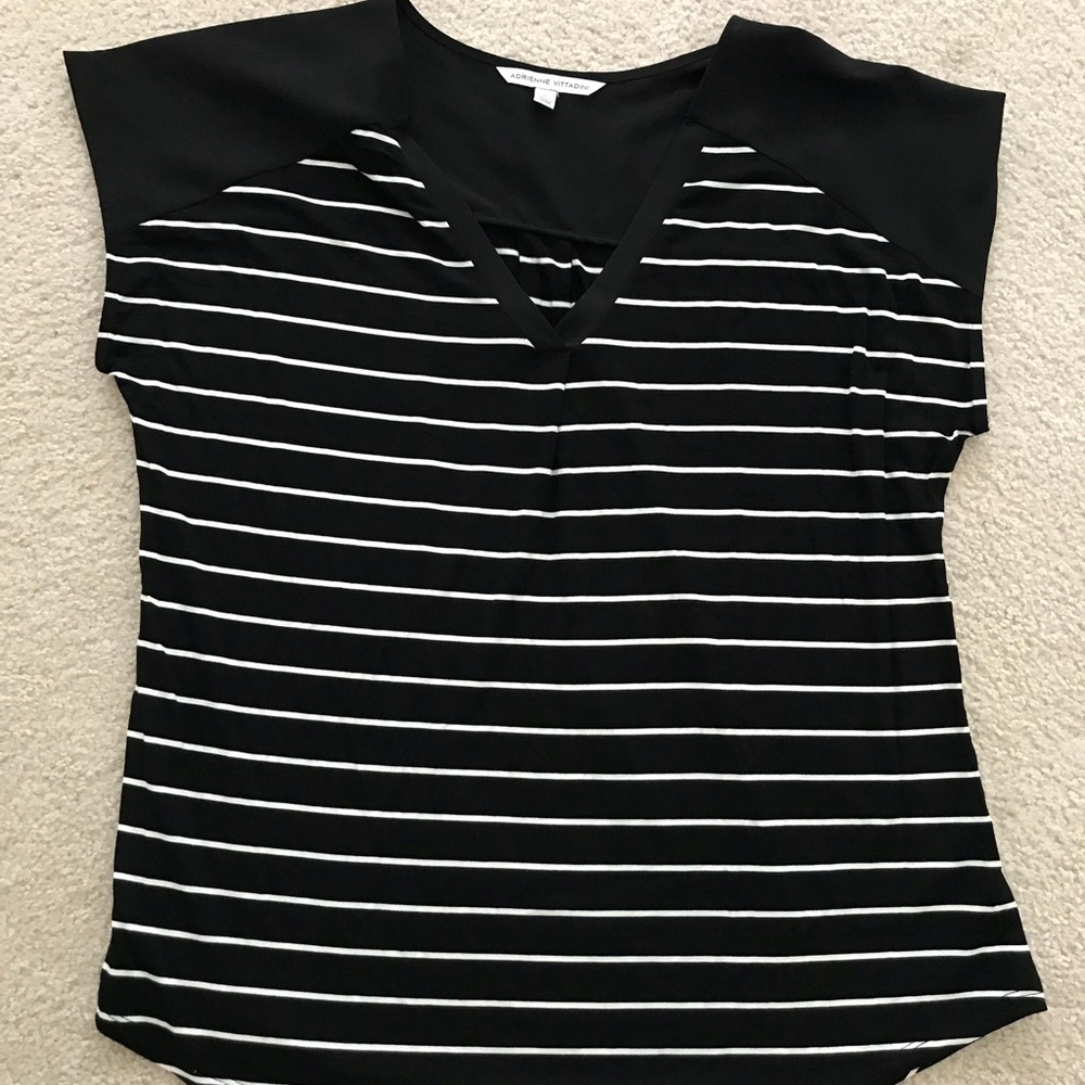 Worn once - black and white stripped blouse